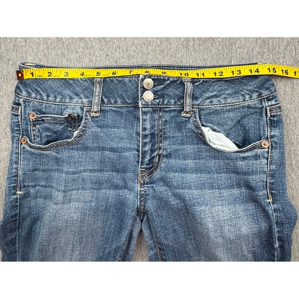 American Eagle Artist Flare Low Rise Jeans Blue Super Stretch Sz 8 30x31 Western - Picture 11 of 16